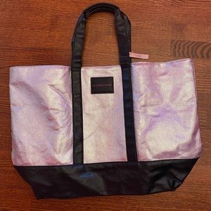 Victoria’s Secret Tote Bag-Metallic Silver / Black